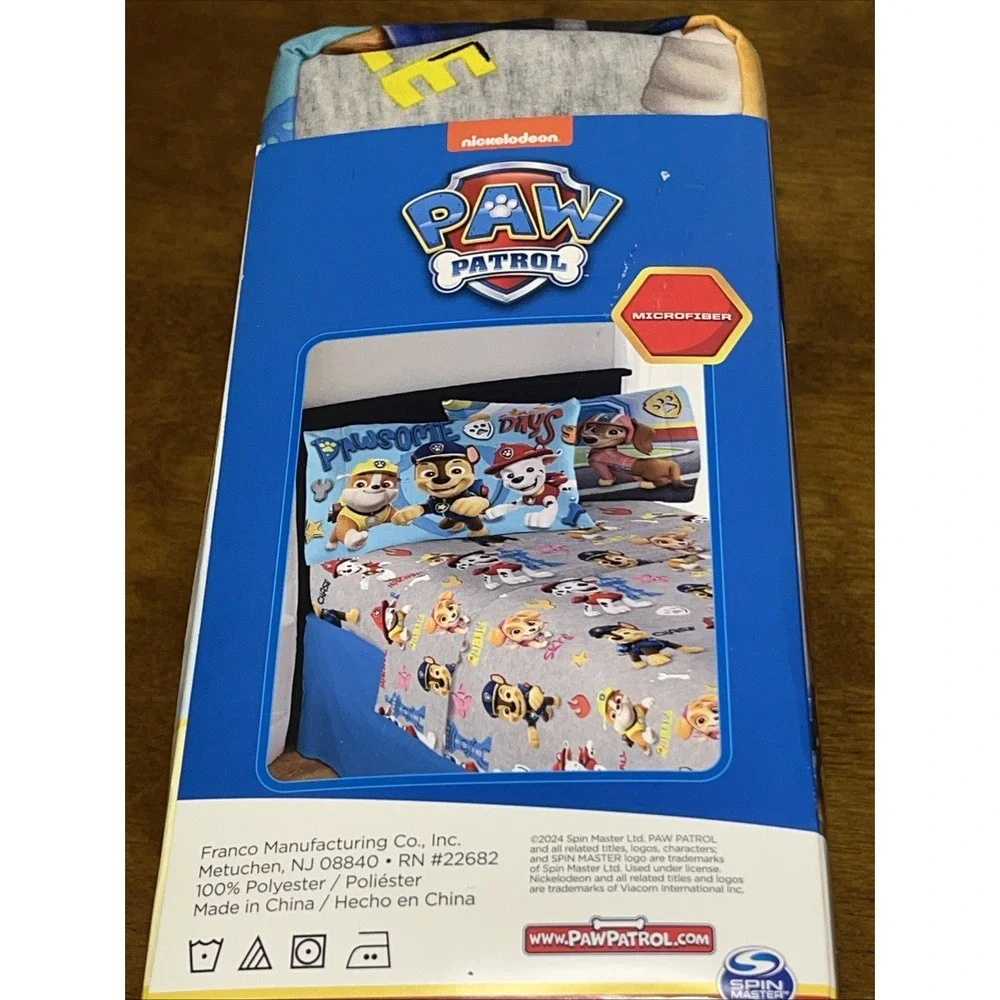 Paw Patrol Full Sheet Set Microfiber 4 Piece Fitted & Flat Sheet 2 Pillowcases